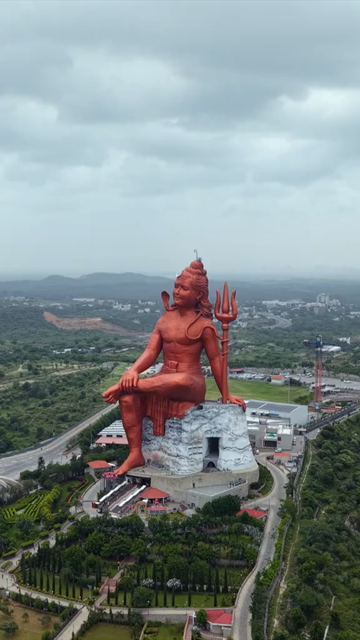 Vertical Aerial Drone View of Statue of Belief Nathdwara Rajasthan