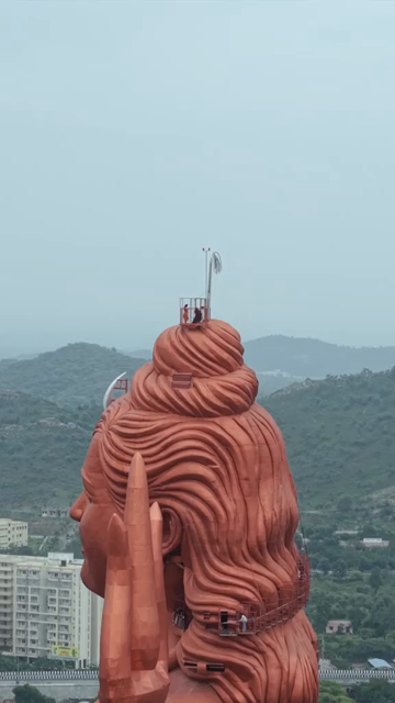 Vertical Aerial Drone View of Statue of Belief Nathdwara Rajasthan