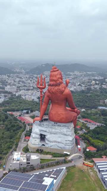 Vertical Aerial Drone View of Statue of Belief Nathdwara Rajasthan