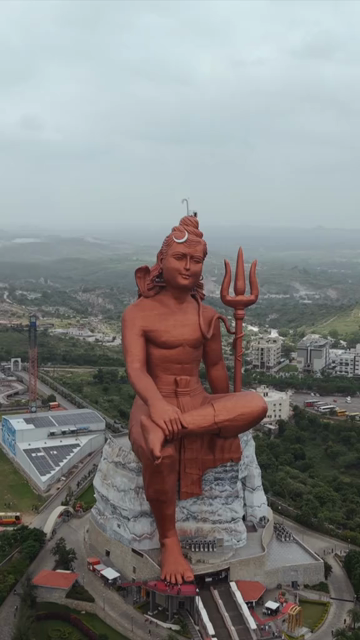 Vertical Aerial Drone View of Statue of Belief Nathdwara Rajasthan