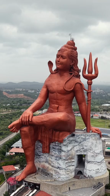 Vertical Aerial Drone View of Statue of Belief Nathdwara Rajasthan