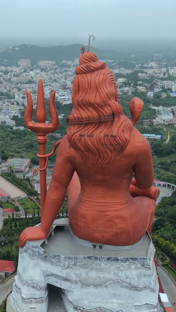 Vertical Aerial Drone View of Statue of Belief Nathdwara Rajasthan