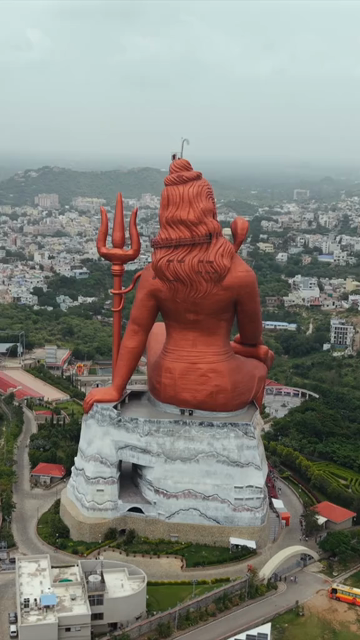 Vertical Aerial Drone View of Statue of Belief Nathdwara Rajasthan