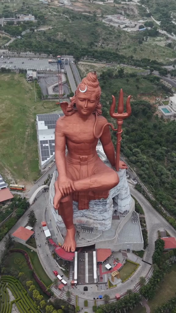 Vertical Aerial Drone View of Statue of Belief Nathdwara Rajasthan
