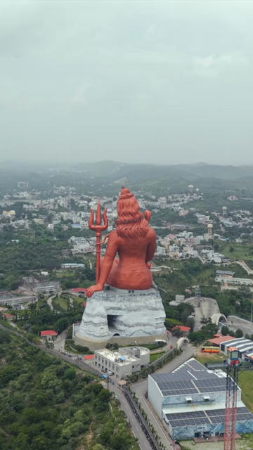 Vertical Aerial Drone View of Statue of Belief Nathdwara Rajasthan
