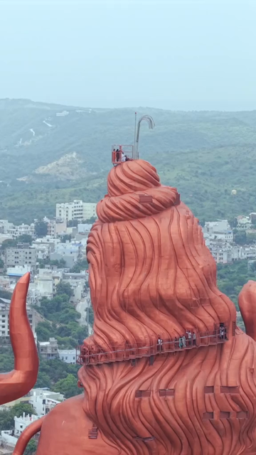 Vertical Aerial Drone View of Statue of Belief Nathdwara Rajasthan