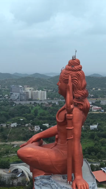 Vertical Aerial Drone View of Statue of Belief Nathdwara Rajasthan
