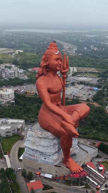 Vertical Aerial Drone View of Statue of Belief Nathdwara Rajasthan