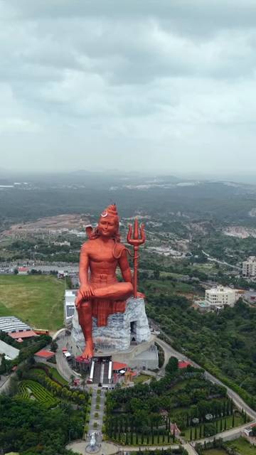 Vertical Aerial Drone View of Statue of Belief Nathdwara Rajasthan
