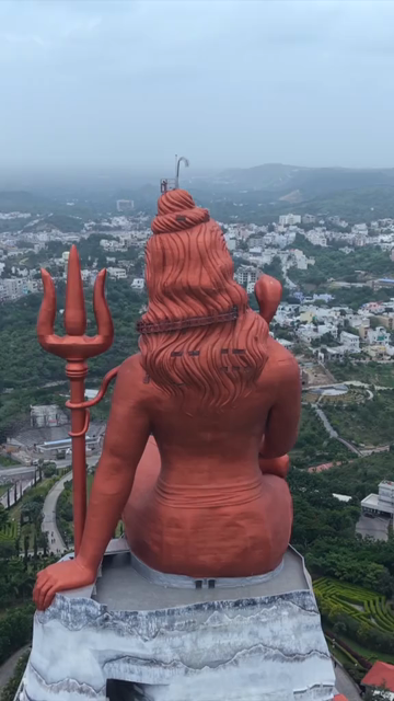 Vertical Aerial Drone View of Statue of Belief Nathdwara Rajasthan