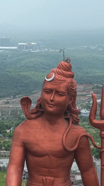 Vertical Aerial Drone View of Statue of Belief Nathdwara Rajasthan