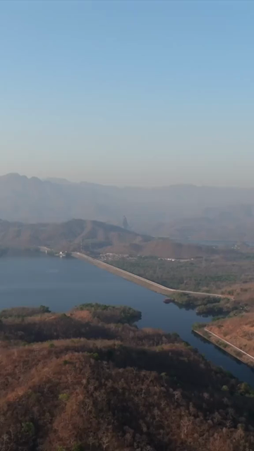 Vertical Aerial View of Statue of Unity and Narmada River Gujarat