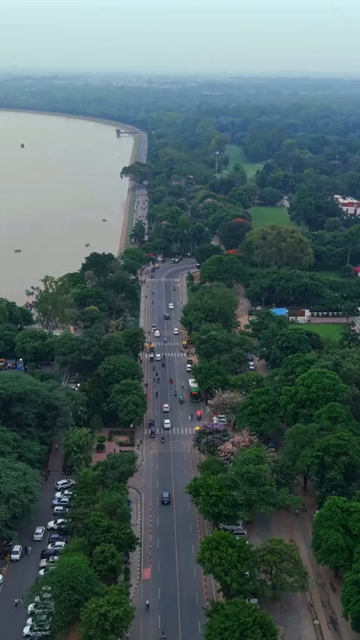 Vertical Aerial View of Sukhna Lake and Chandigarh Cityscape in India