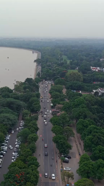 Vertical Aerial View of Sukhna Lake and Chandigarh Cityscape in India