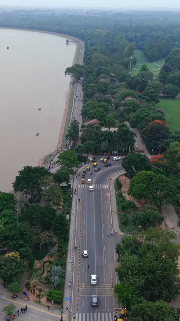 Vertical Aerial View of Sukhna Lake and Chandigarh Cityscape in India