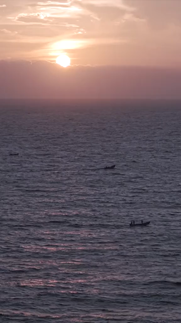 Vertical Aerial View of Sunset Over Arabian Sea Kerala India