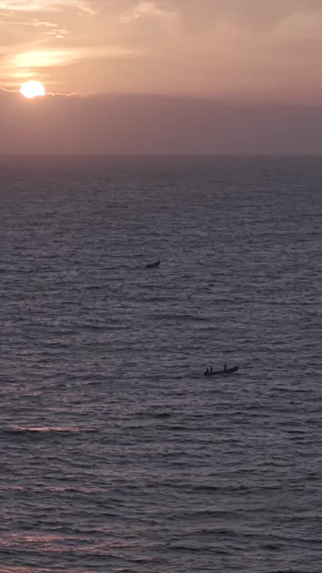 Vertical Aerial View of Sunset Over Arabian Sea Kerala India