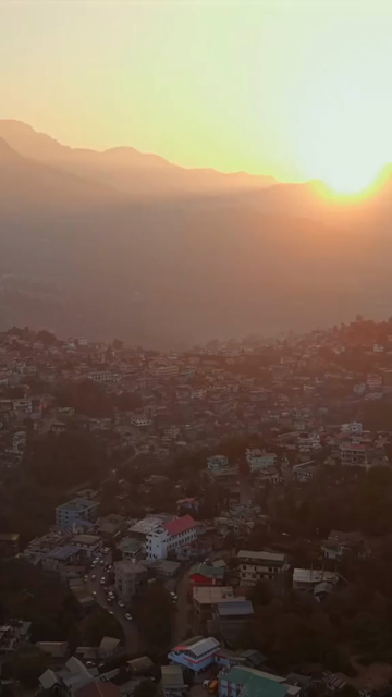 Vertical Aerial View of Sunset in Kohima City Nagaland India