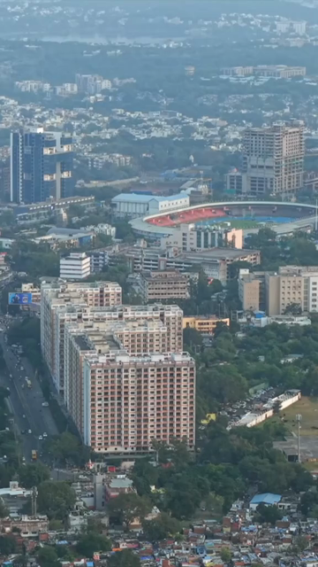 Vertical Aerial View of TT Nagar Stadium and Urban Skyline, Bhopal, Madhya Pradesh