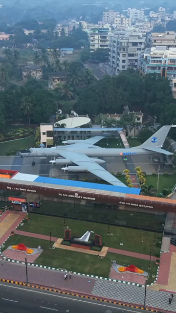 Vertical Aerial View of TU-142 Aircraft Museum RK Beach Visakhapatnam India