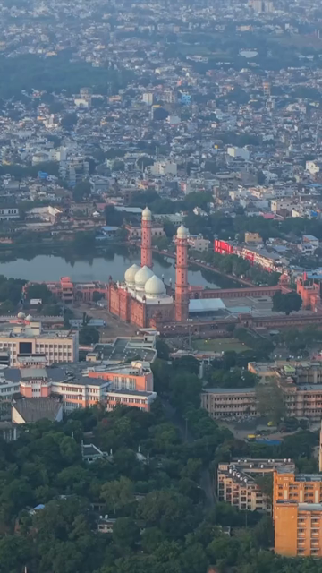 Vertical Aerial View of Taj-ul-Masajid Mosque and Bhopal Cityscape