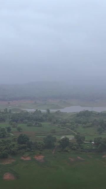 Vertical Aerial View of Tawa Reservoir and Satpura Landscape Madhya Pradesh India