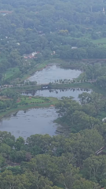 Vertical Aerial View of Tawa Reservoir and Satpura Landscape Madhya Pradesh India