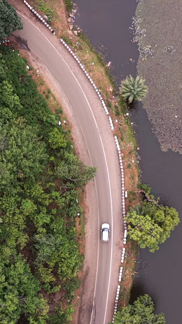 Vertical Aerial View of Tawa Reservoir and Satpura Landscape Madhya Pradesh India