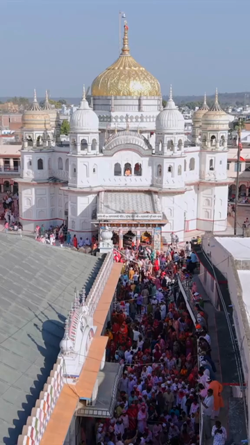 Vertical Aerial View of Shri Prannath Ji Temple During Phoolon Ki Holi Panna Madhya Pradesh