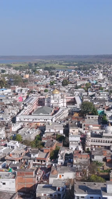 Vertical Aerial View of Shri Prannath Ji Temple During Phoolon Ki Holi Panna Madhya Pradesh