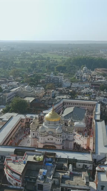 Vertical Aerial View of Shri Prannath Ji Temple During Phoolon Ki Holi Panna Madhya Pradesh