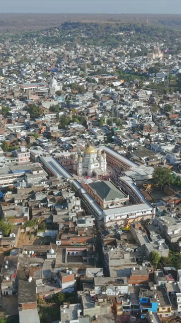 Vertical Aerial View of Shri Prannath Ji Temple During Phoolon Ki Holi Panna Madhya Pradesh