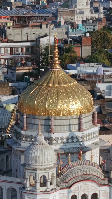 Vertical Aerial View of Shri Prannath Ji Temple During Phoolon Ki Holi Panna Madhya Pradesh