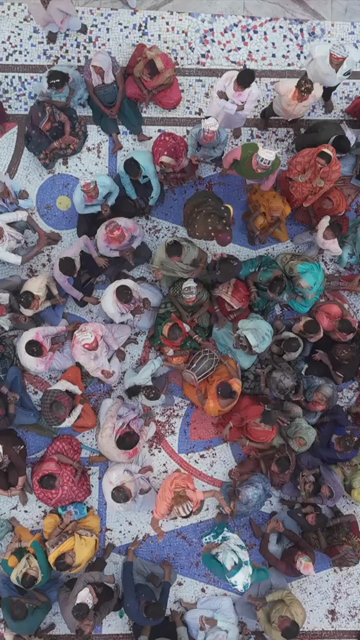 Vertical Aerial View of Shri Prannath Ji Temple During Phoolon Ki Holi Panna Madhya Pradesh