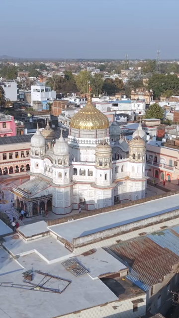 Vertical Aerial View of Shri Prannath Ji Temple During Phoolon Ki Holi Panna Madhya Pradesh