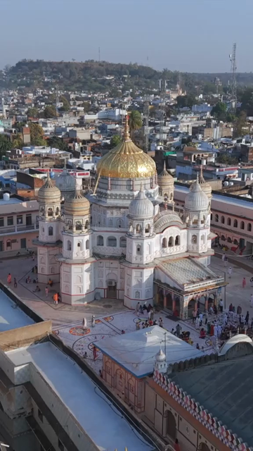 Vertical Aerial View of Shri Prannath Ji Temple During Phoolon Ki Holi Panna Madhya Pradesh