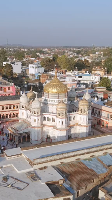 Vertical Aerial View of Shri Prannath Ji Temple During Phoolon Ki Holi Panna Madhya Pradesh