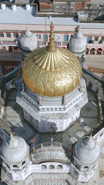Vertical Aerial View of Shri Prannath Ji Temple During Phoolon Ki Holi Panna Madhya Pradesh
