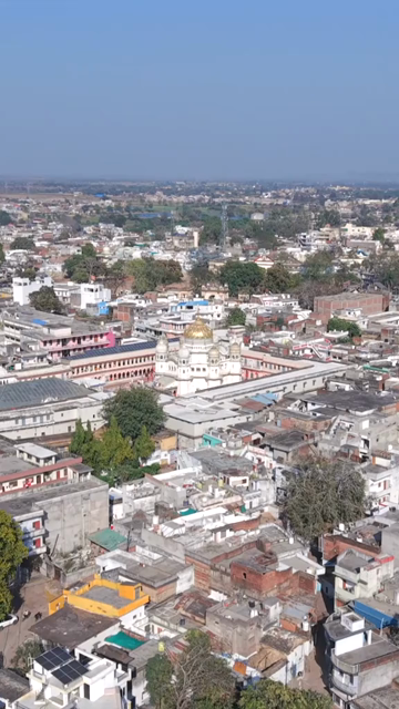 Vertical Aerial View of Shri Prannath Ji Temple During Phoolon Ki Holi Panna Madhya Pradesh
