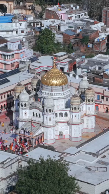 Vertical Aerial View of Shri Prannath Ji Temple During Phoolon Ki Holi Panna Madhya Pradesh