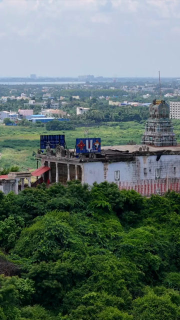 Vertical Aerial View of Thiruneermalai Ranganatha Perumal Temple in Chennai Tamil Nadu India