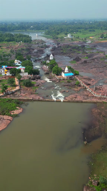 Vertical Aerial View of Tons River and Rocky Landscape Rewa Madhya Pradesh India