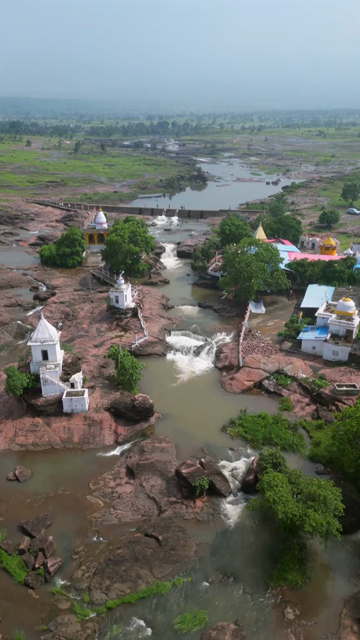 Vertical Aerial View of Tons River and Rocky Landscape Rewa Madhya Pradesh India