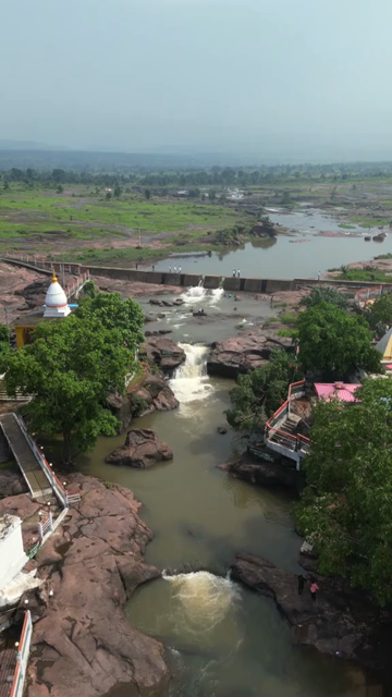 Vertical Aerial View of Tons River and Rocky Landscape Rewa Madhya Pradesh India