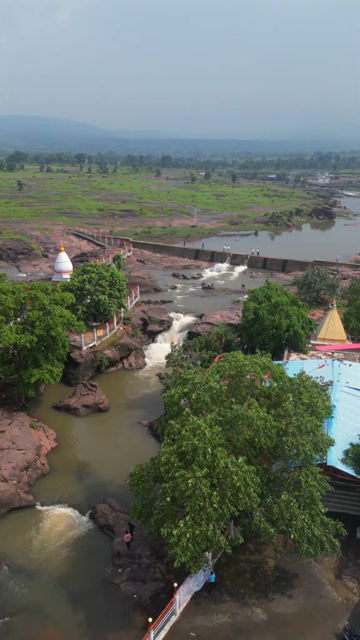 Vertical Aerial View of Tons River and Rocky Landscape Rewa Madhya Pradesh India
