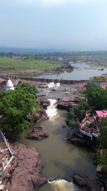 Vertical Aerial View of Tons River and Rocky Landscape Rewa Madhya Pradesh India