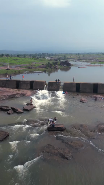 Vertical Aerial View of Tons River and Rocky Landscape Rewa Madhya Pradesh India