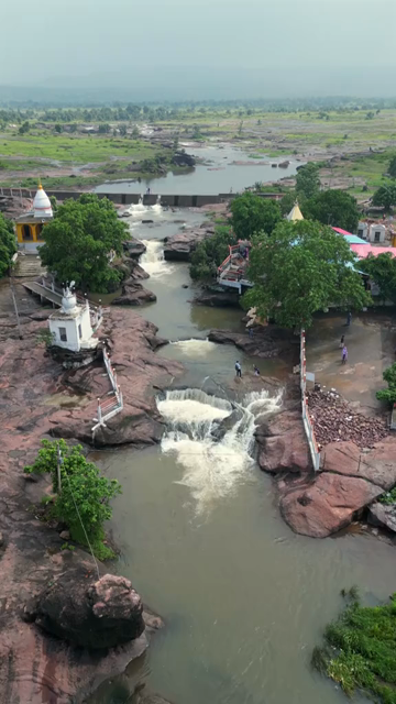 Vertical Aerial View of Tons River and Rocky Landscape Rewa Madhya Pradesh India