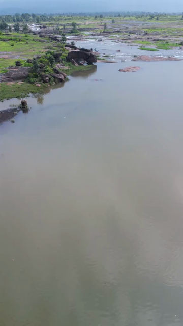 Vertical Aerial View of Tons River and Rocky Landscape Rewa Madhya Pradesh India