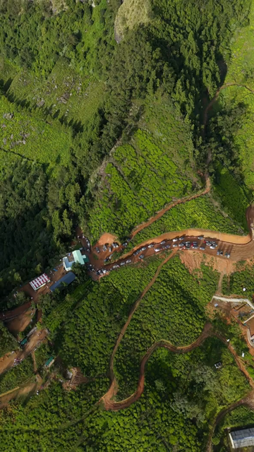 Vertical Aerial View of Top Station Mountain Peak in Munnar Kerala India